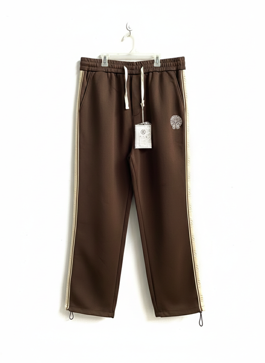 Brown Side Stripe Wide Leg Joggers|XL|WAIST 34