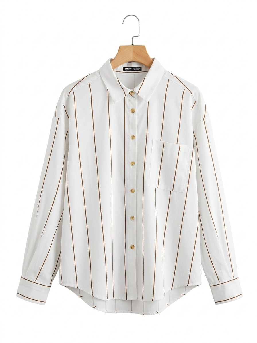 SHEIN | XL| BUST 25| B7| PREMIUM VERTICAL STRIPE BUTTON-DOWN OVERSIZED SHIRT
