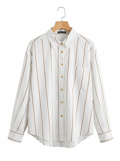 SHEIN | XL| BUST 25| B7| PREMIUM VERTICAL STRIPE BUTTON-DOWN OVERSIZED SHIRT