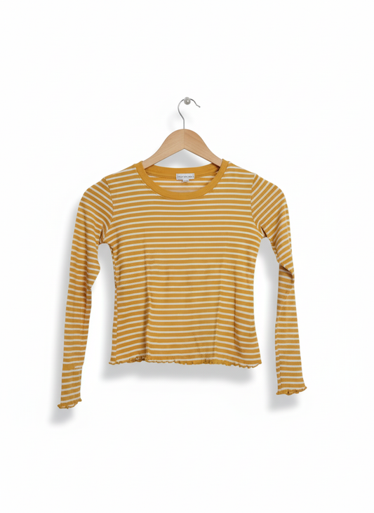 HEART & HIPS GIRLS Long-Sleeved Top  Harvest Gold And Snow White Stripes