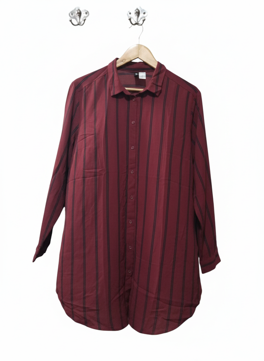 Divided H&M Red Striped Long Shirt