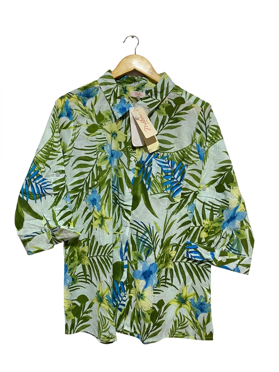 MILLERA |XL| BUST 24| B7| VIBRANT TROPICAL FLORAL PRINT BUTTON-DOWN SHIRT