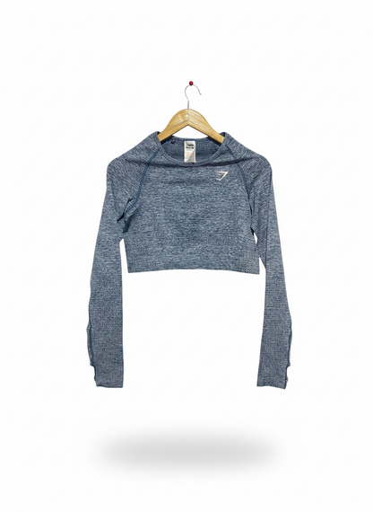 GYM SHARK |M| BUST 16| STRETCH PERFORMANCE MARLED CROP TOP