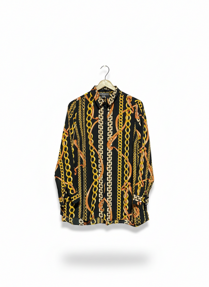 PRIMARK |M| BUST 19| WOMEN'S GOLD CHAIN PRINT BUTTON-UP SHIRT