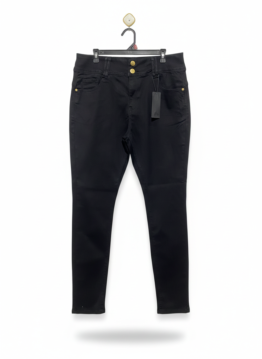 CHIC DENIM |XL| WAIST 36| WOMEN'S HIGH-WAISTED STRETCH SKINNY JEANS - NOIR BLACK