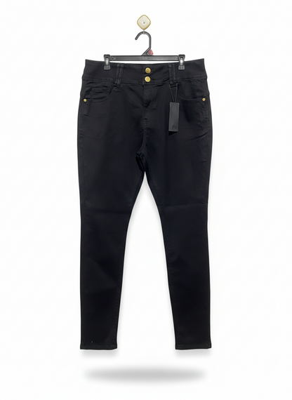 CHIC DENIM |XL| WAIST 36| WOMEN'S HIGH-WAISTED STRETCH SKINNY JEANS - NOIR BLACK