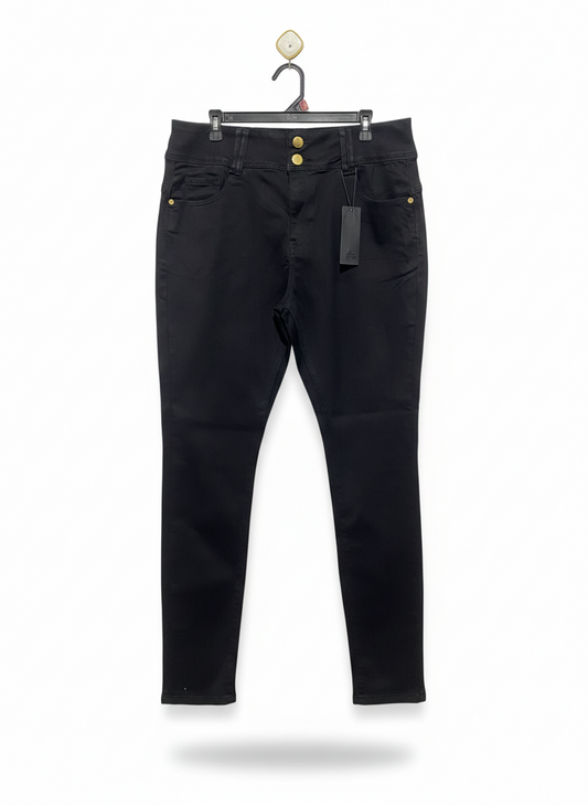 CHIC DENIM |XL| WAIST 36| C8| WOMEN'S HIGH-WAISTED STRETCH SKINNY JEANS - NOIR BLACK
