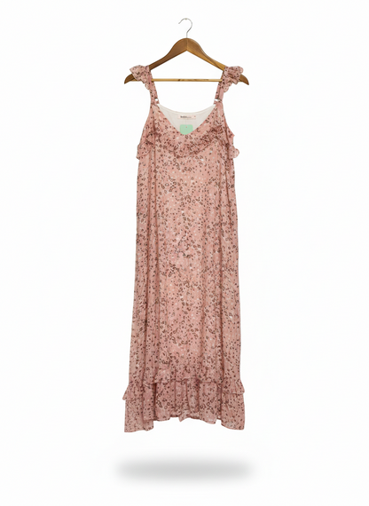 BOHO |S| BUST 17| C3| ROSE QUARTZ FLORAL RUFFLE MAXI DRESS