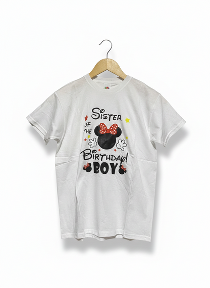 FRUIT OF THE LOOM |M| BUST 17| SISTER OF THE BIRTHDAY BOY" T-SHIRT