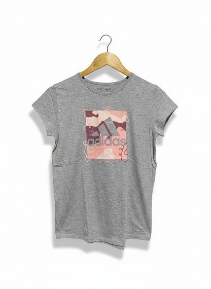 ADIDAS |XL| BUST 18| C1| WOMEN'S GREY HEATHERED GRAPHIC LOGO T-SHIRT