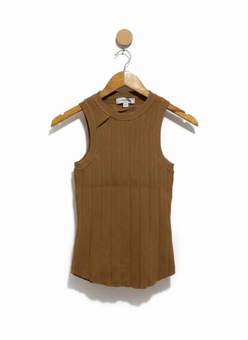 PREVIEW |M| BUST 11| Brown Ribbed Tank Top