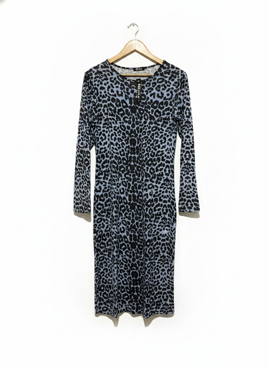 NICHE |M| BUST 18| Women's Grey and Black Animal Print Bodycon Dress
