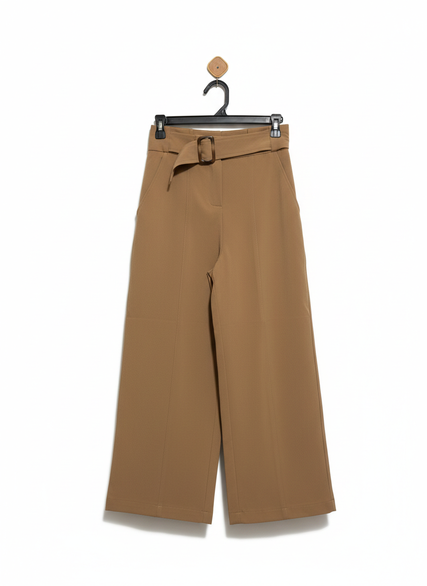 TEMT |M| WAIST 26| WOMEN’S HIGH-WAISTED WIDE-LEG TROUSERS - SOPHISTICATED CAMEL BROWN