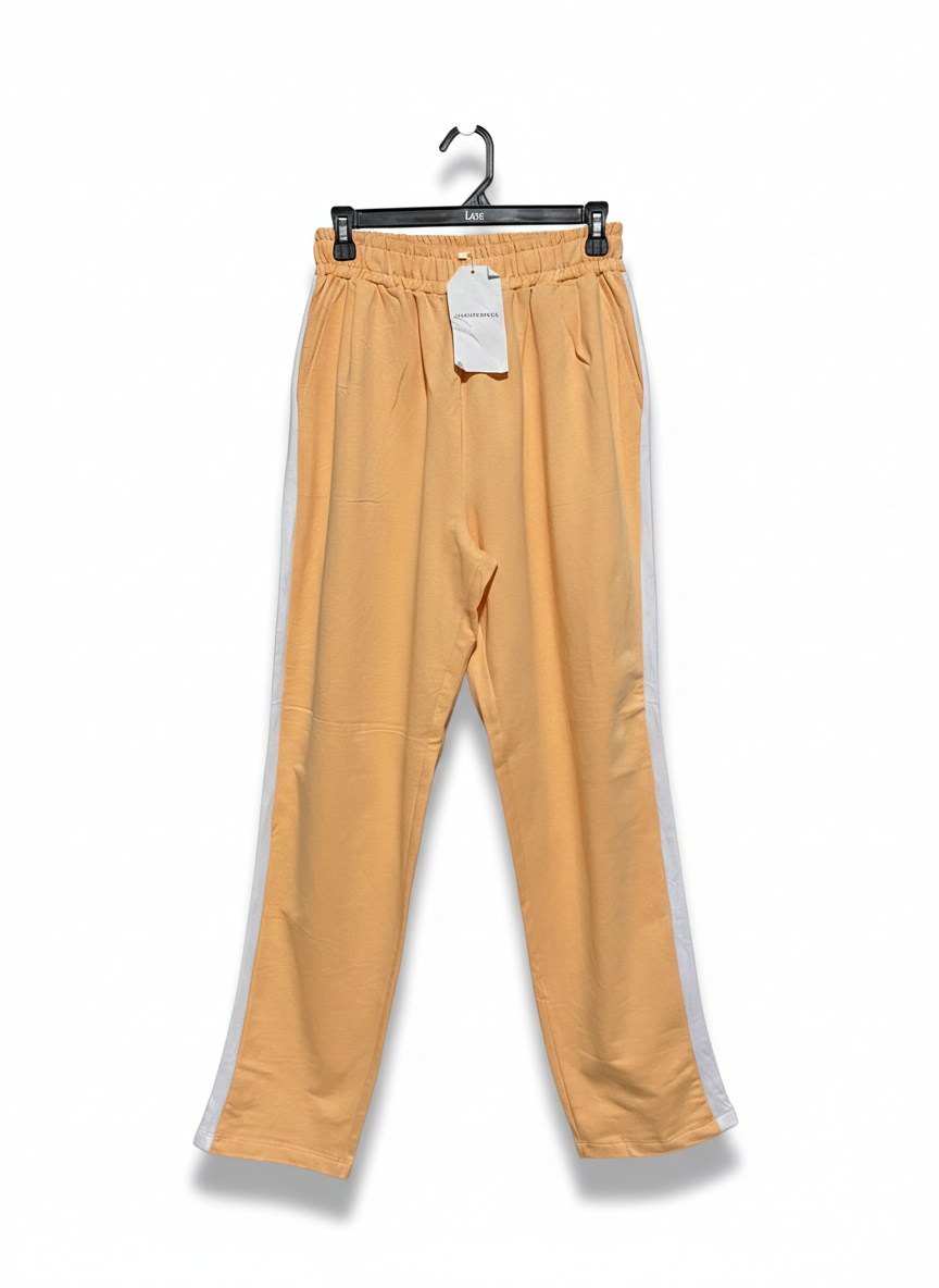 SZACHOWNICA |XL| WAIST 27| PEACH TRACK PANTS WITH WHITE SIDE STRIPE