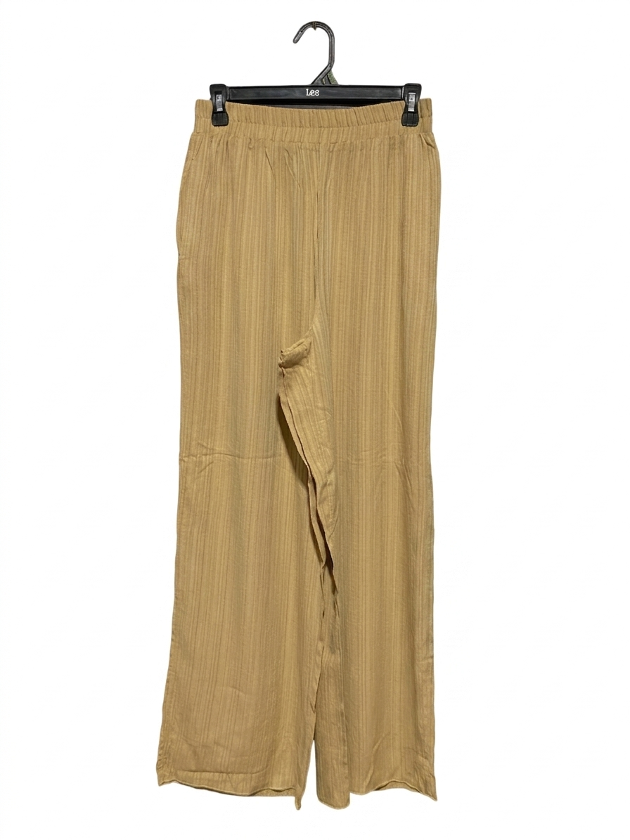 SHEIN |M| WAIST 26| B13| MUSTARD TEXTURED WIDE-LEG PALAZZO PANTS