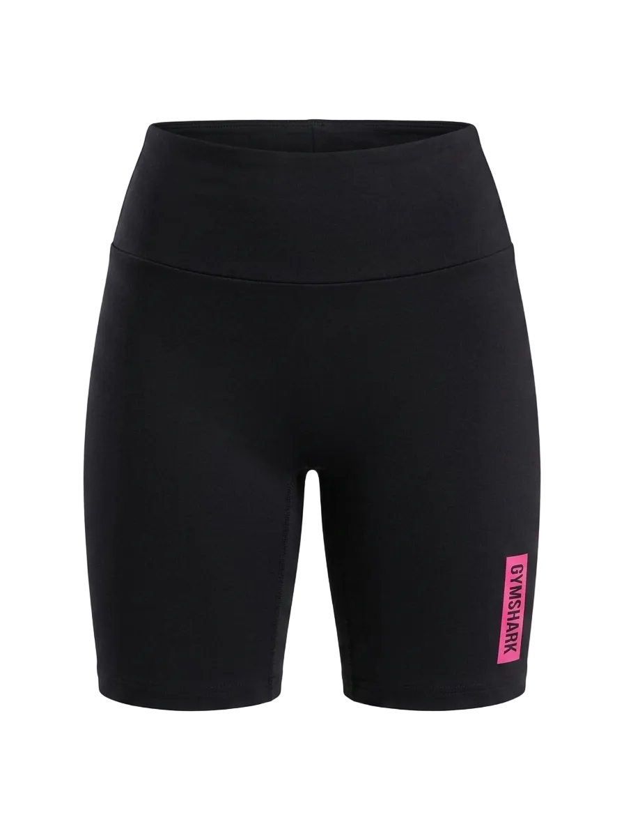 GYMSHARK | S| WAIST 24| TRAINING HIGH-RISE BLACK BIKER SHORTS PINK LOGO