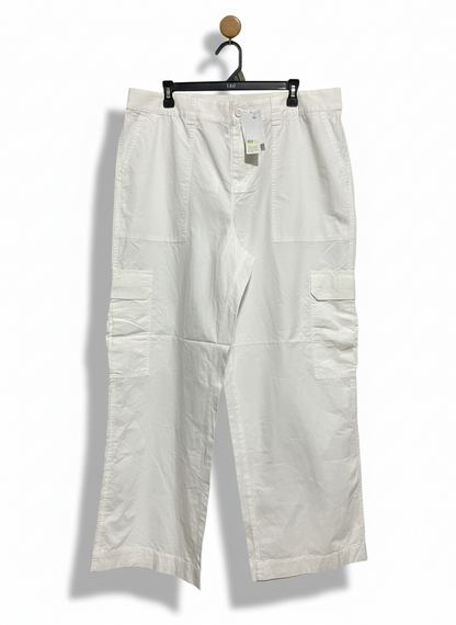 ANKO |XXL| WAIST 38|B12| WOMEN’S HIGH-WAISTED CARGO PANTS - CRISP WHITE UTILITY TROUSERS