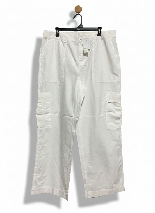 ANKO |XXL| WAIST 38|B12| WOMEN’S HIGH-WAISTED CARGO PANTS - CRISP WHITE UTILITY TROUSERS