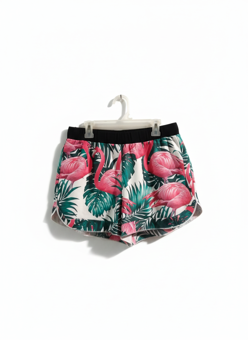 FLAMINGO PRINT TROPICAL SHORTS|XL|WAIST 26