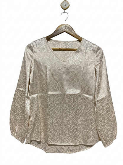 |S| BUST 18| CHAMPAGNE SATIN ANIMAL PRINT BLOUSE