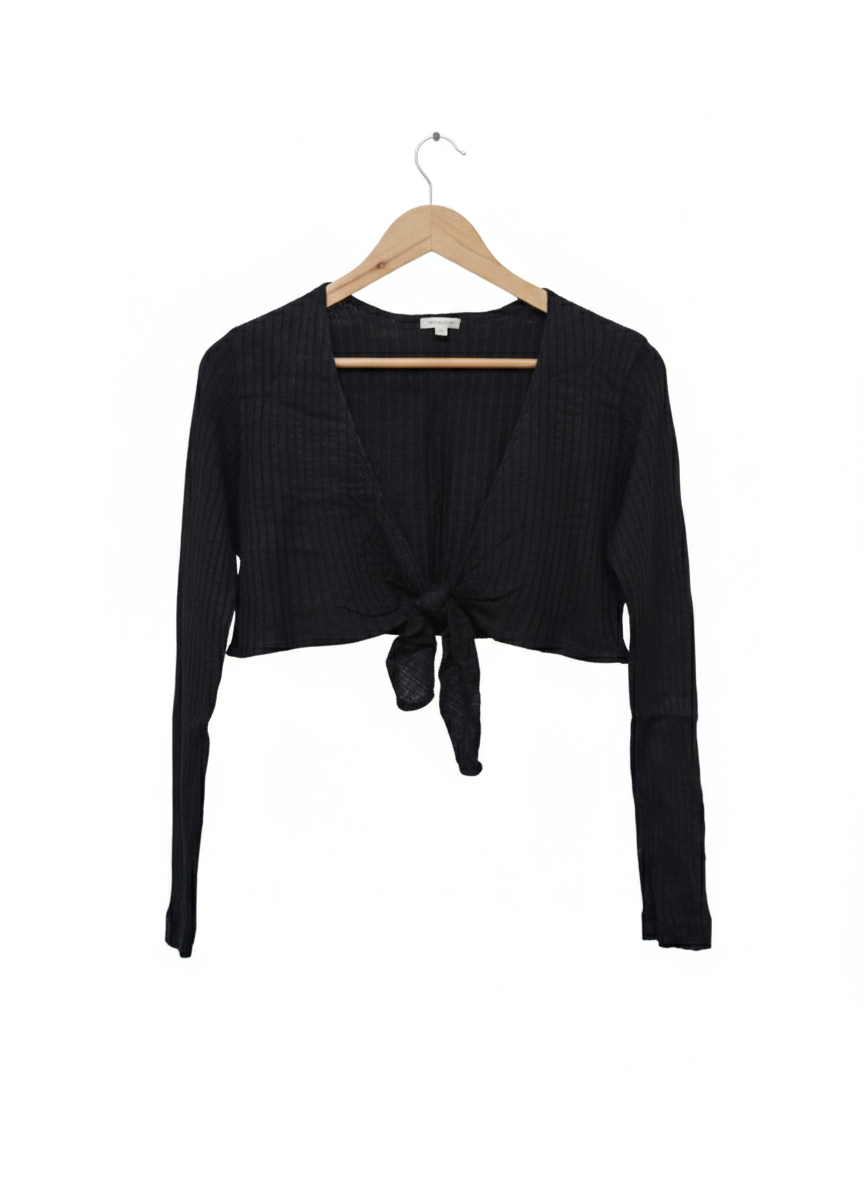 THE LIMITED Black Front Tie Cropped Sweater