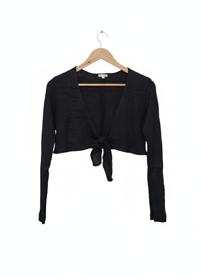 THE LIMITED Black Front Tie Cropped Sweater