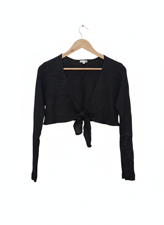 THE LIMITED Black Front Tie Cropped Sweater