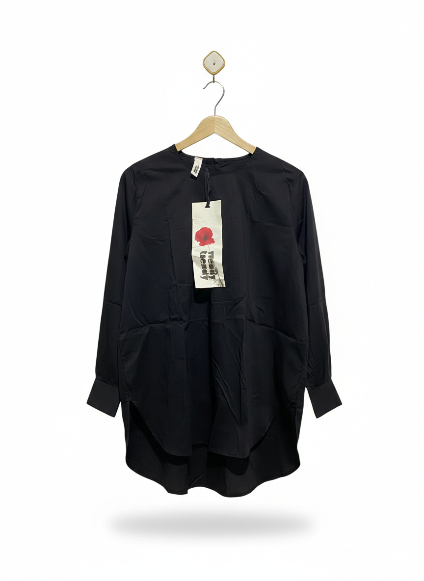 WENDY TRENDY |XL| BUST 23| CHIC MINIMALIST BLACK LONG SLEEVE TUNIC DRESS