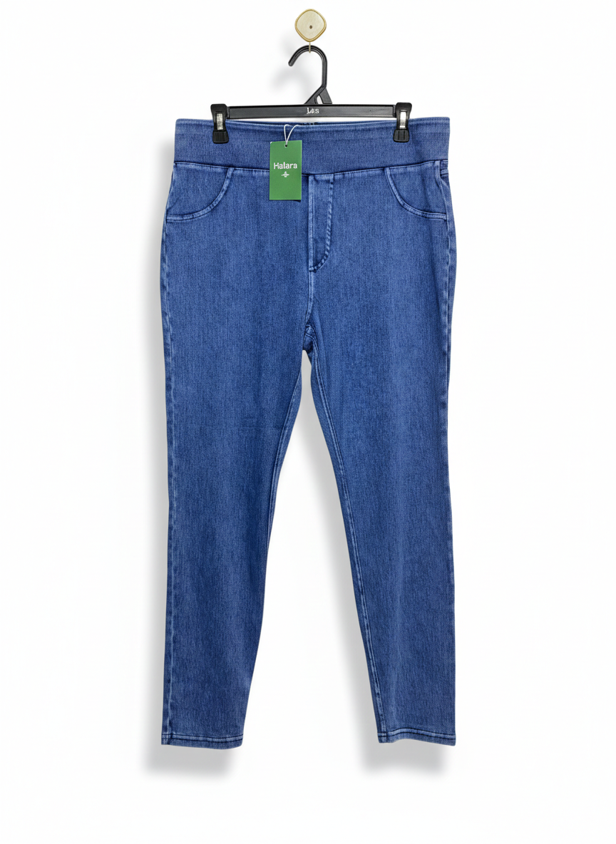 HALARA |XL| WAIST 34| HIGH-WAISTED STRETCH DENIM-STYLE LEGGINGS