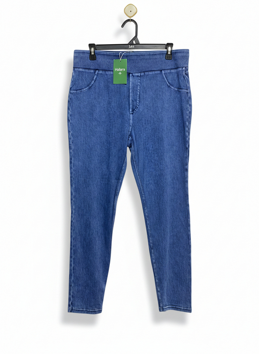 HALARA |XL| WAIST 34| C8| HIGH-WAISTED STRETCH DENIM-STYLE LEGGINGS