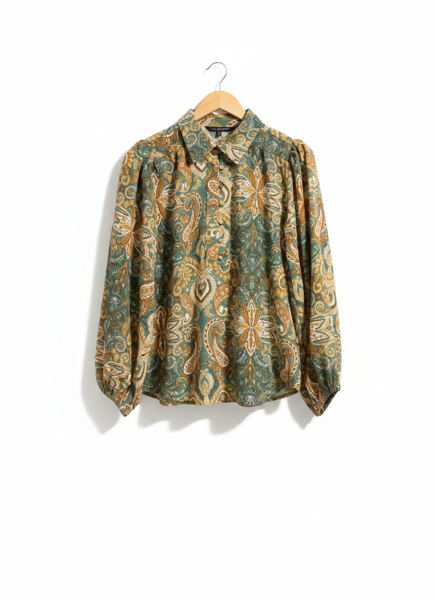 LIZ JORDAN |L| BUST 20| PAISLEY PRINT LONG SLEEVE BLOUSE