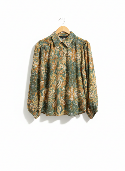 LIZ JORDAN |L| BUST 20| PAISLEY PRINT LONG SLEEVE BLOUSE