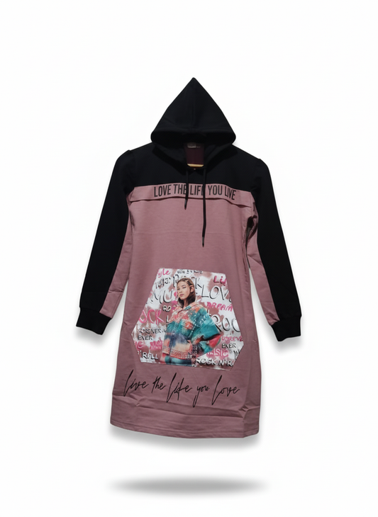 BERMINI Women's  Warm  Pullover Hoodie Dress W-17 / L-31