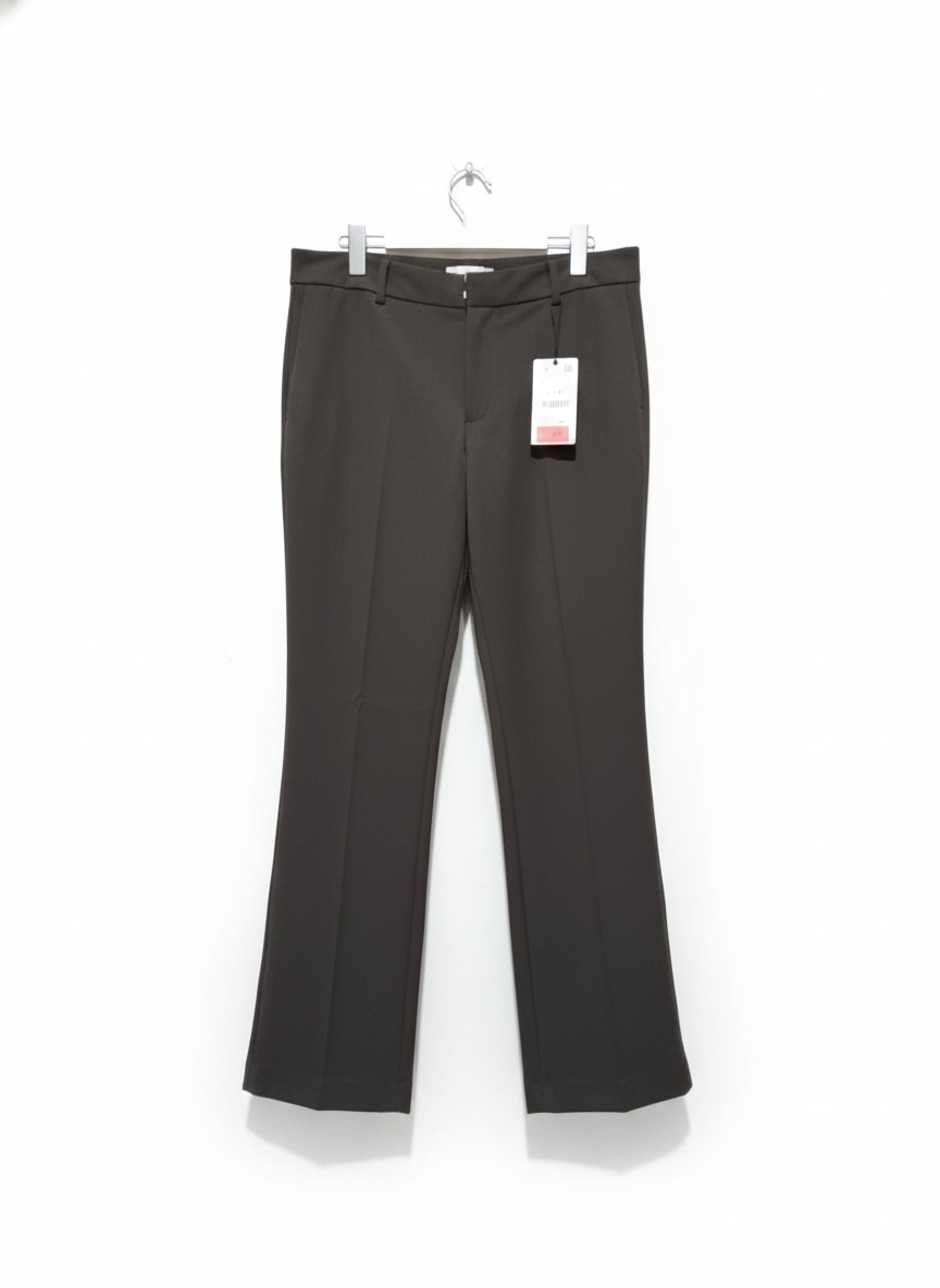 ZARA|L|WAIST 38|Women's Dark Green Flared Trousers