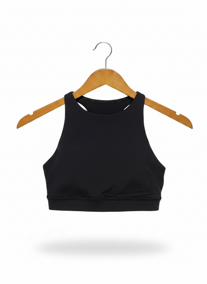 LULULEMON | S| BUST 12|  ENERGY BRA HIGH NECK TOUGH BLACK