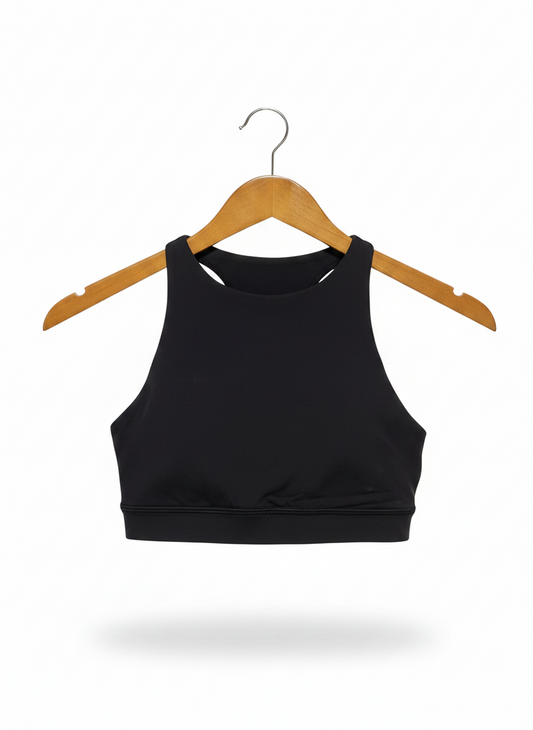 LULULEMON | S| BUST 12|  ENERGY BRA HIGH NECK TOUGH BLACK