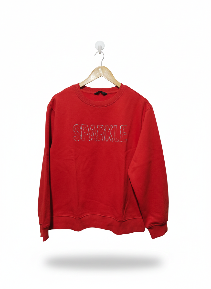 MARK&SPENCER|L|XL|BUST 24| COTTON RICH SPARKLE SLOGAN SWEATSHIRT