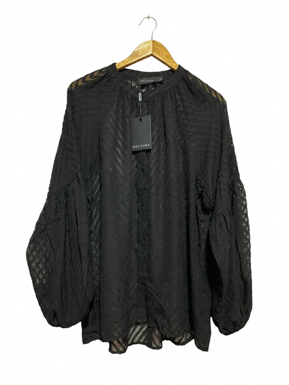 DECJUBA |L| BUST 22| B7| LUXE TEXTURED BOHO BLOUSE - SHEER BLACK