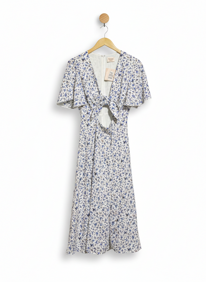 SHOWPO |M| BUST 15| C3| ELEGANT BLUE DAISY CUT-OUT TIE-FRONT MIDI DRESS