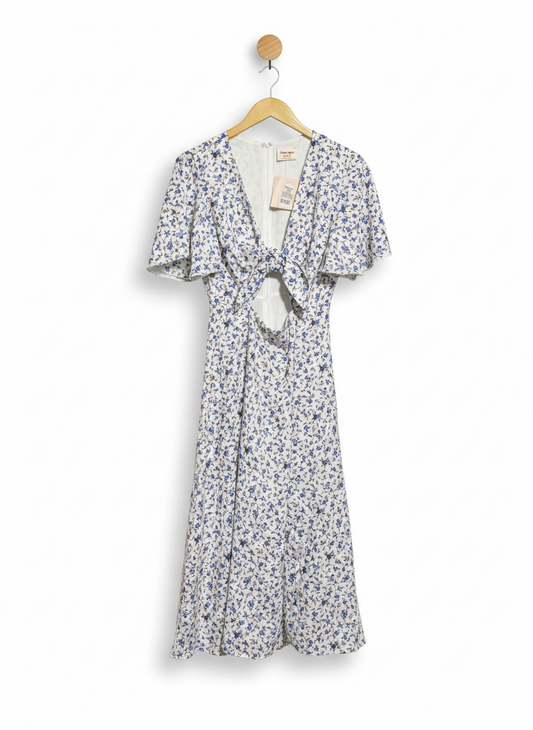SHOWPO |M| BUST 15| C3| ELEGANT BLUE DAISY CUT-OUT TIE-FRONT MIDI DRESS