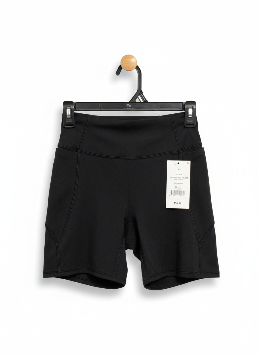 COTTON ON |M| WAIST 23| WOMEN’S BLACK PERFORMANCE TRAINING SHORTS - HIGH-WAISTED ATHLETIC BIKER SHORTS