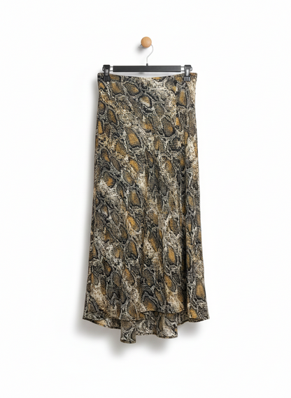 ZARA |S| WAIST 28| SNAKESKIN PRINT A-LINE MIDI SKIRT