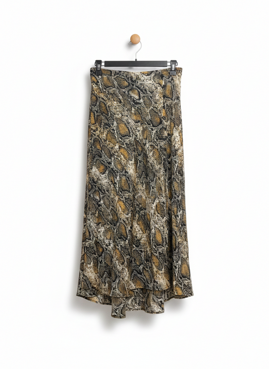 ZARA |S| WAIST 28| SNAKESKIN PRINT A-LINE MIDI SKIRT