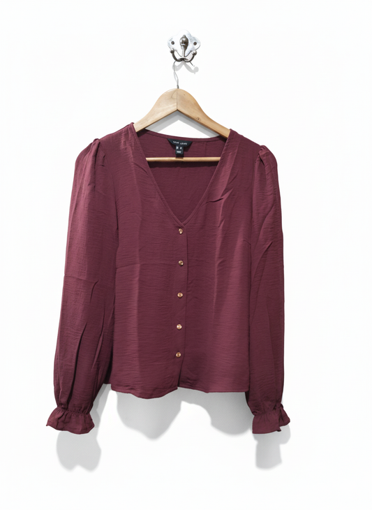 New Look Burgundy V-Neck Blouse