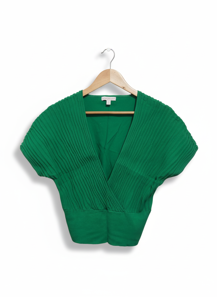 EVA-MENDES Women's Cropped Silhouette V-Neck T-Shirt