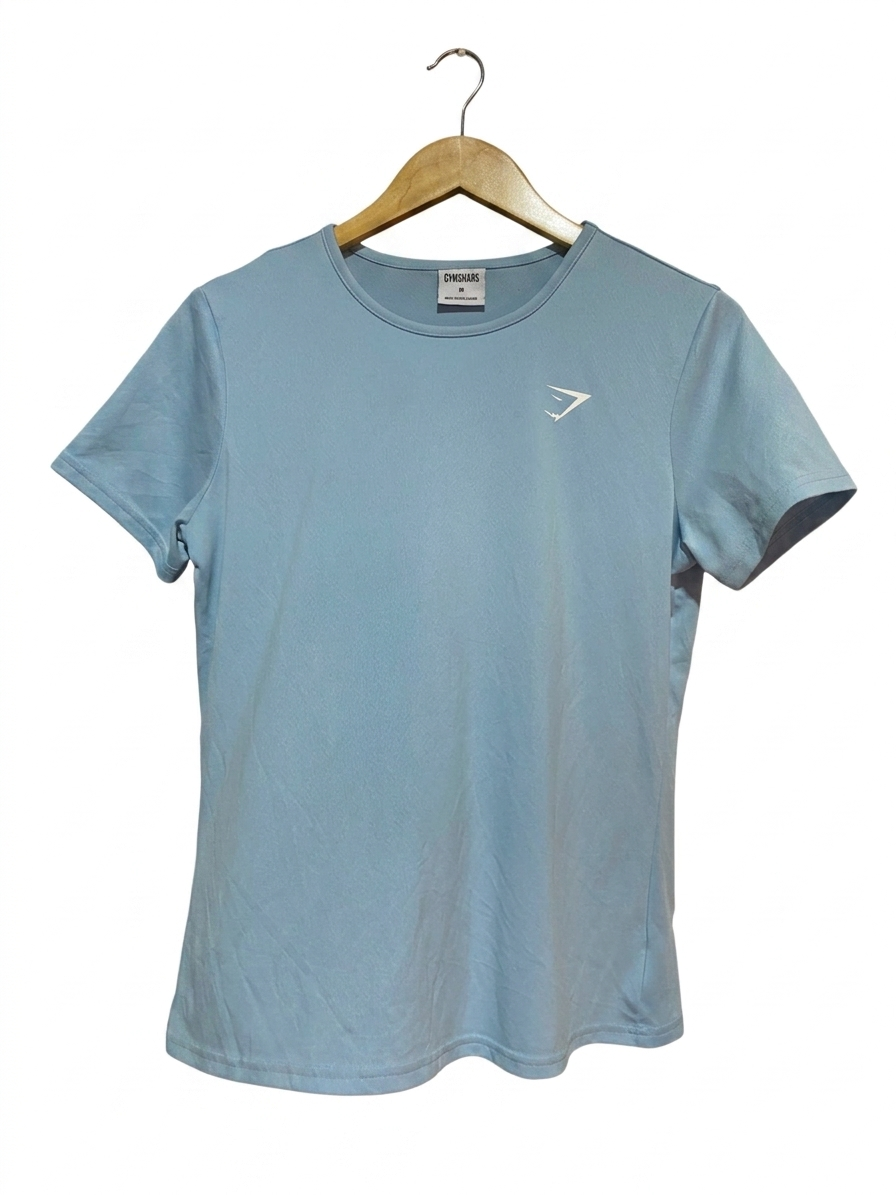 GYMSHARK  | M| BUST 18| LIGHT BLUE SHORT SLEEVE TRAINING TEE SHIRT
