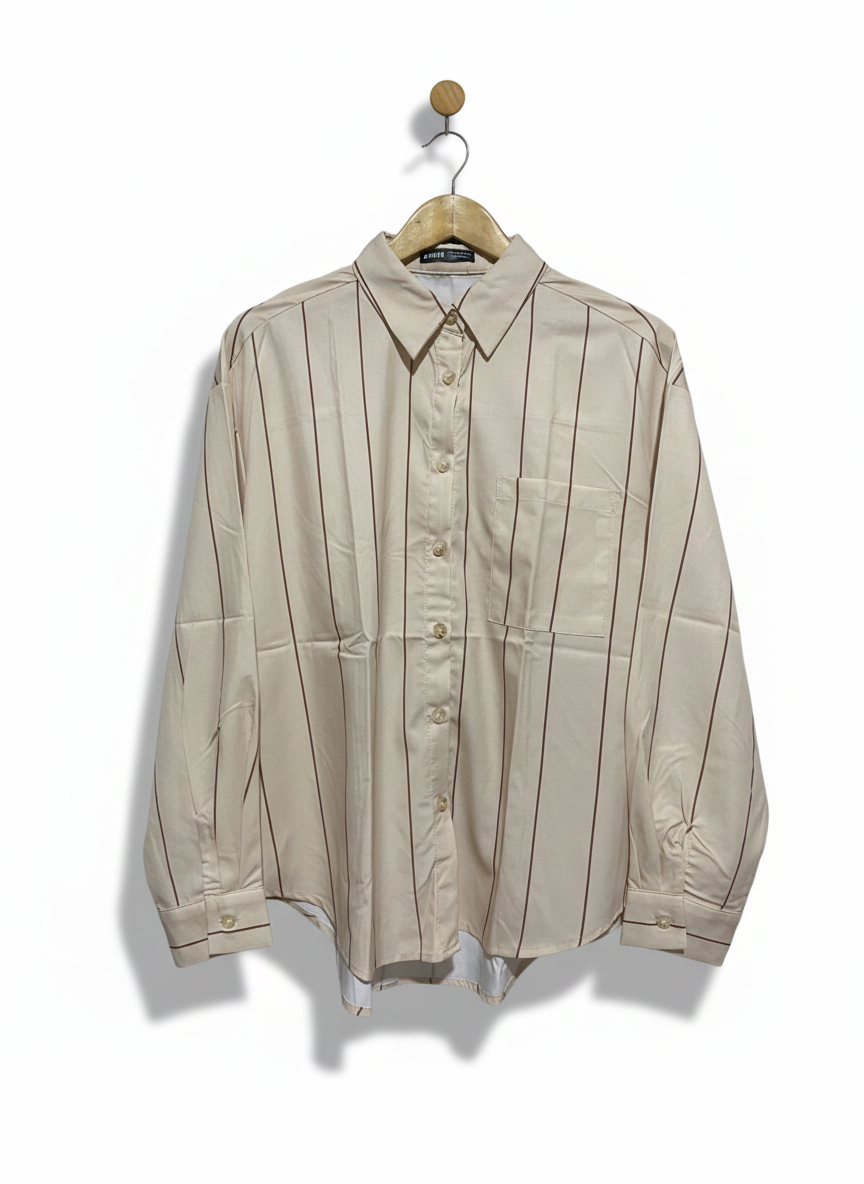 SHEIN |XL| BUST 24| OVERSIZED VERTICAL STRIPE BUTTON-DOWN SHIRT