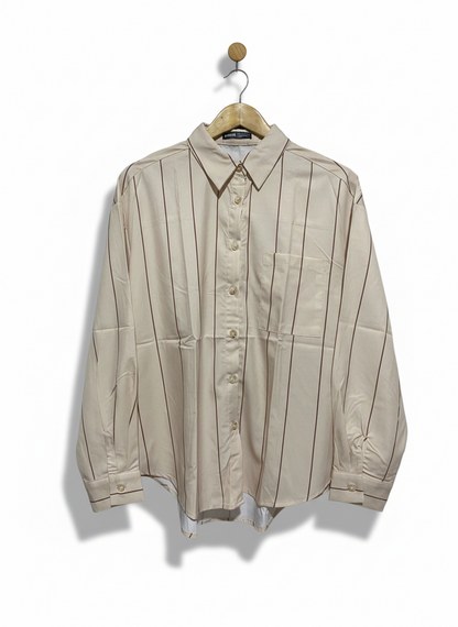 SHEIN |XL| BUST 24| OVERSIZED VERTICAL STRIPE BUTTON-DOWN SHIRT