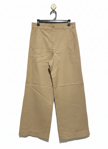 COS |L| WAIST 32| WOMEN'S HIGH-WAISTED WIDE-LEG KHAKI CHINOS - TAN TROUSERS