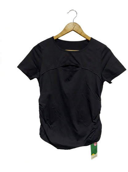 HAIARA |M| BUST 16| BLACK KEYHOLE CUT-OUT SHORT SLEEVE TOP